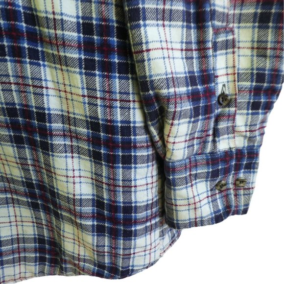 SpareTime Vintage Blue Plaid Flannel Shacket Field Navy Quilted Lining L Large - Picture 6 of 11